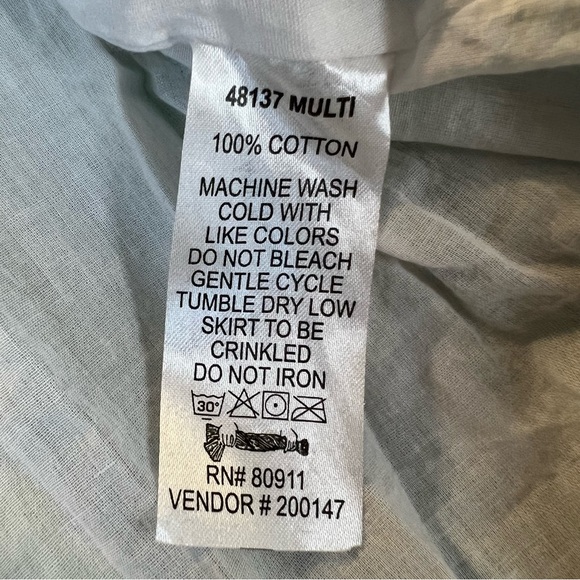 Chadwick’s of Boston Blue Green White Ikat Printed Floral Maxi Skirt. Size M. - Picture 11 of 12